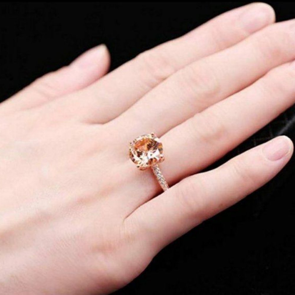NEW Rose Gold 6 Carat Round Morganite Ring - Picture 4 of 4